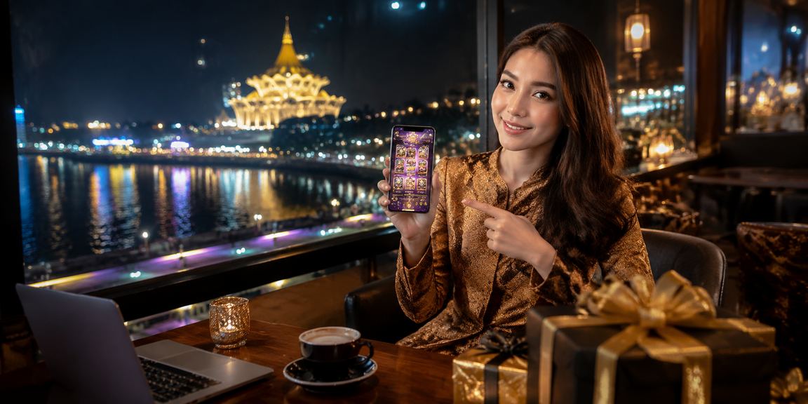 Pemain Kuching menggunakan kasino mudah alih pada telefon pintar dengan antara muka bersih